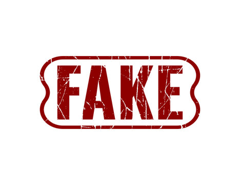Fake Stamp Badge with Distressed Grunge Texture and Counterfeit Warning Label Design