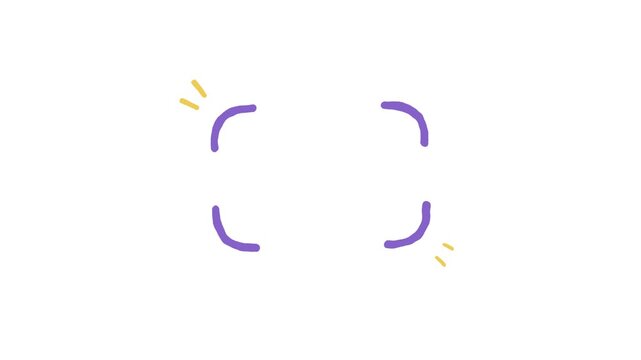 Hand drawn focus corner brackets watercolor animation white background