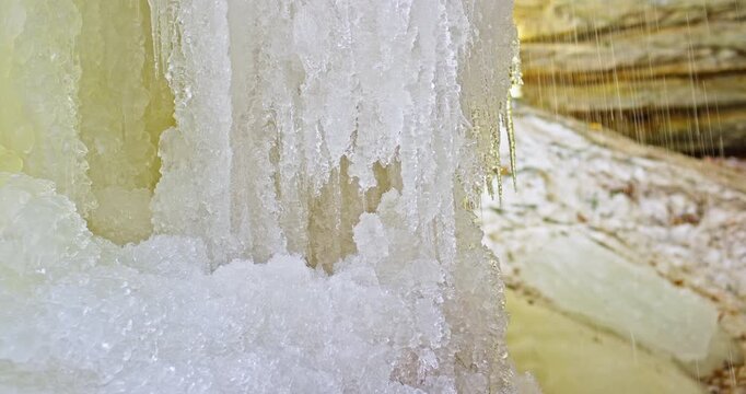 Close Eben Ice Cave Icicle Curtain Detail