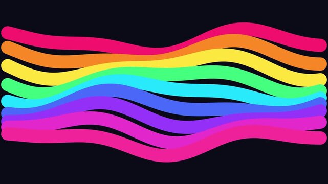 Horizontal rainbow wave lines on dark background