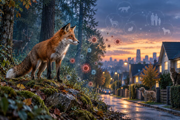 Fototapeta premium Rabies Spillover Risk from Wildlife to Pets and Humans in Urban Areas