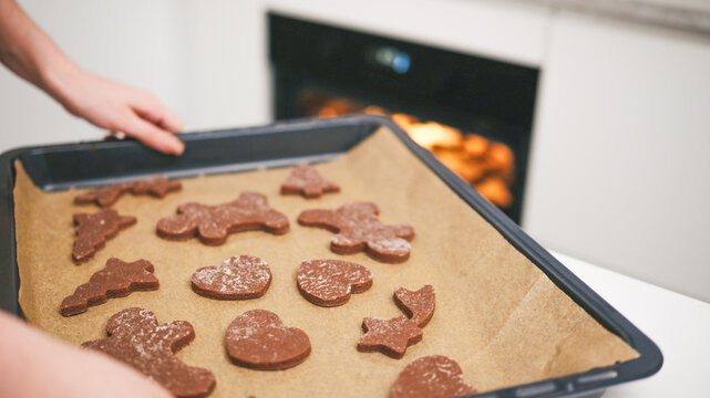 Girl Baking Gingerbread Cookies For A Christmas Celebration