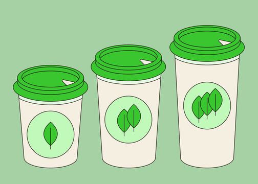 Three Different Sizes of Cardboard Tea Cups