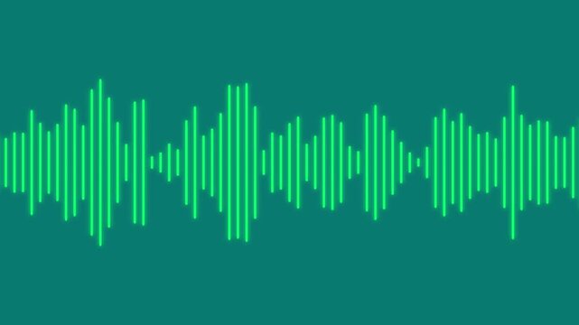 Sound signal. Graphic animation White on black background sound waves.