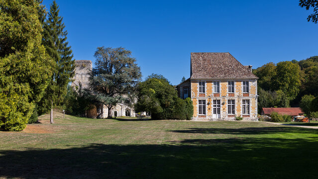 Exterior architecture of Mortemer Abbey in Lyons-la-For&ecirc;t, Normandy, France