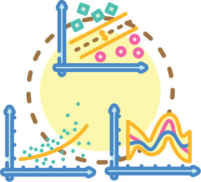 Value differential analysis concept. Correlation variation, comparison gap, assessment metrics icon vector illustration
