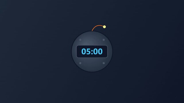 Digital countdown timer clock animation with nine oclock display