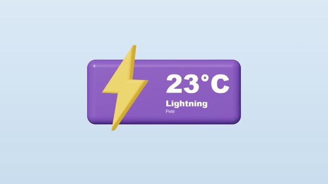 3D weather icon with lightning bolt symbol and rising temperature display