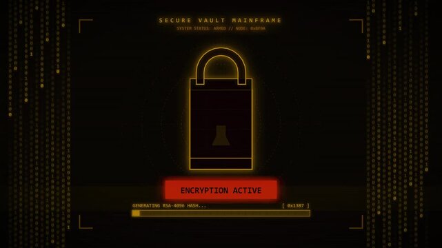 Cyber Security Digital Padlock HUD Encryption Shield Mainframe Screen