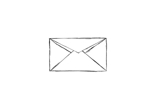 Hand drawn animated video of an envelope releasing a red heart