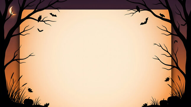 Pixel art halloween background with moon and spooky trees