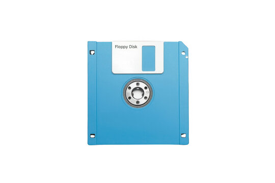Blue floppy disk 3.5 inch vintage data storage icon