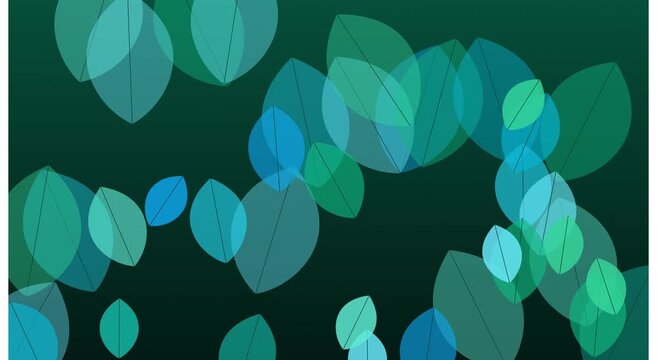Abstract green leaf pattern motion background, floating botanical shapes, eco-friendly nature seamless loopable animation