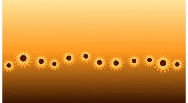 Animated sunflower border background, golden floral motion for spring and summer themes animation
