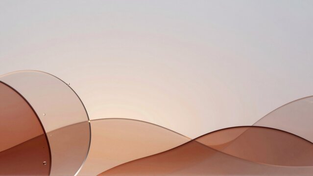 digital art piece appears abstract composition has white background gradient effect creating wave like pattern side three curved shapes different shades orange beige shapes arranged way creates sense