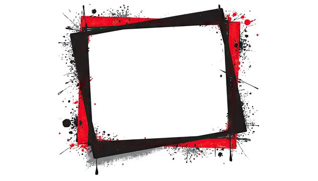 Black and red paint splatter frame