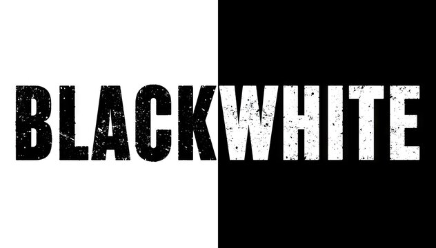 Black and white split background with distressed bold text