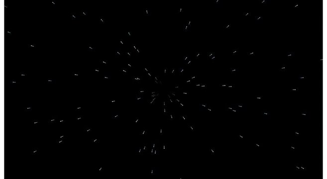 Abstract warp speed light trails, hyperspace tunnel effect, digital starfield background