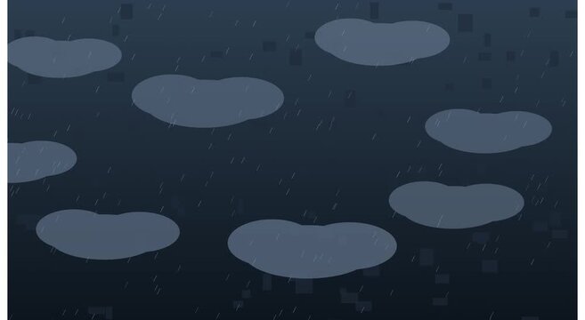 Minimalist airplane flying through stormy clouds animation, flat travel concept, aviation motion background