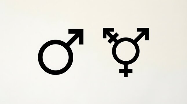 Black male and transgender gender symbol icons set showing gender identity and equality concepts for social awareness designs