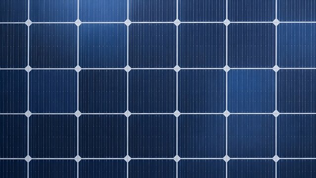 Close up macro of solar panel surface with geometric photovoltaic cell grid pattern