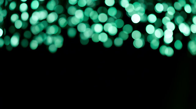 Green Bokeh Lights Banner on Black Background,abstract bokeh background,abstract lights background