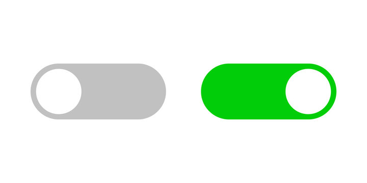Toggle switch buttons in off and on positions for user interface design