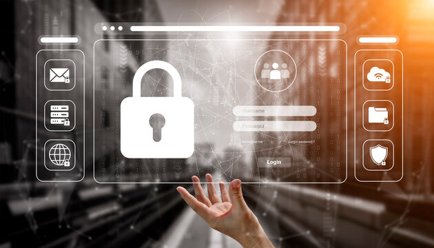 Innovative digital security interface featuring a lock icon and user login elements, set against a modern urban background, emphasizing the importance of data protection and privacy. Cyphers