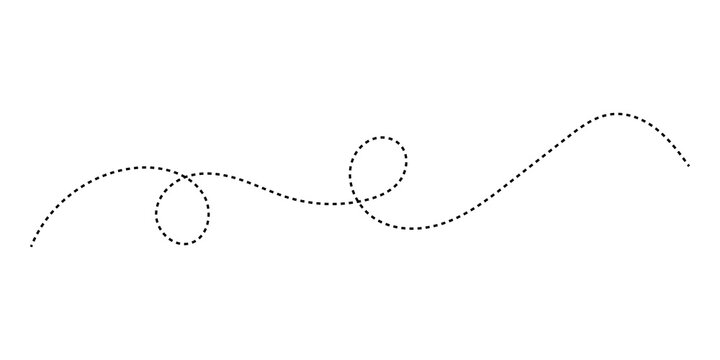 Black dashed line in a wavy curly shape with loops