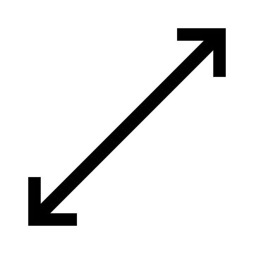 Black diagonal double headed arrow icon pointing both ways
