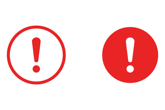 Two red exclamation mark icons for danger warning and alert notification signs