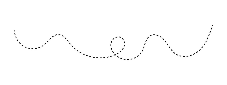 Black dashed line in a wavy pattern with a loop design element