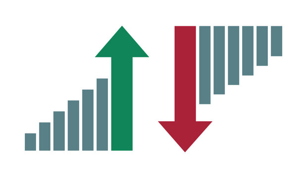 Up and Down Trend Graphics: A visual representation of market trends, showing growth and decline. financial chart, data analysis, growth concept, decline concept, business performance.