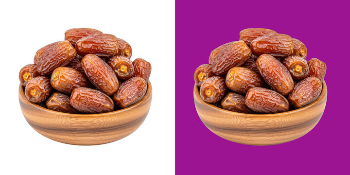 Fresh Sweet Dried Date Fruits Served in a Small Wooden Bowl for Healthy Snack transparent png