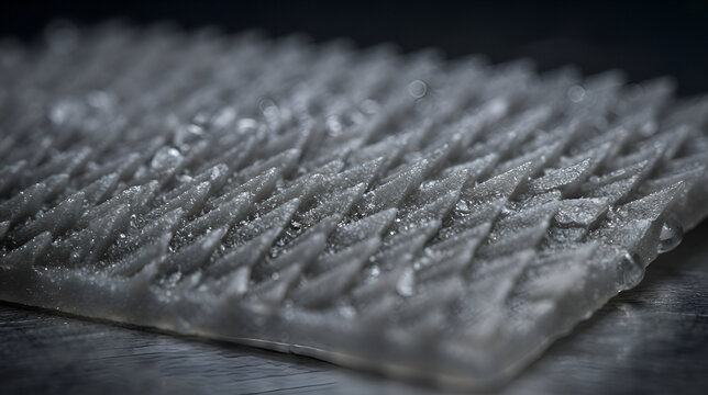 Closeup of textured gray surface with diagonal ridges