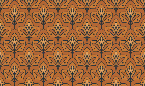 Vintage Art Nouveau Floral Ornamental Seamless Vector Pattern