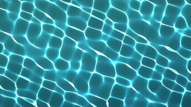 Clean blue water surface with caustic light patterns and gentle ripples seen from above, 4K looping
