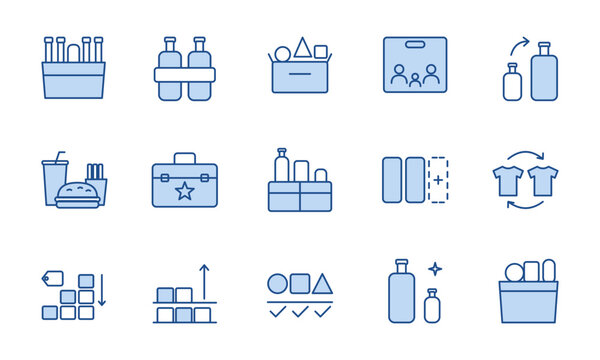 Bundle Deal Vector Duotone Icons Set, Packs, Bundles and Savings