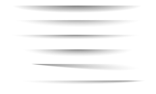 Realistic soft drop shadow element set with dark gradient horizontal layers
