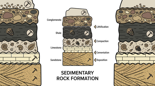 Sedimentary Rock Formation Layers Isolated