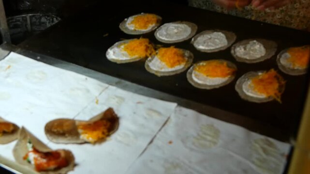 Making Thai crispy pancakes or crispy crepes (Khanom Buang), Traditional Thai snack