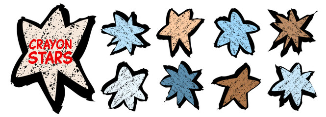 Fototapeta premium Element doodle star for sticker collage shape and whimsical paper cut. Scrapbook aesthetic handdrawn for funky retro bundle and school sketch glitter. Element texture frame for sticker comic.