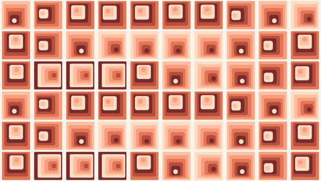 Seamless nested square solution layers pattern in peach tones, abstract chemistry background