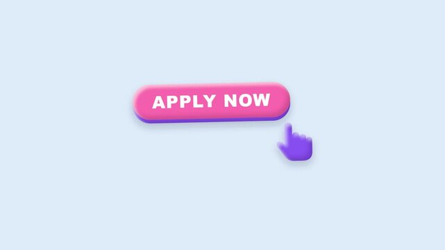 Apply Now button click 3d clay animation pastel blue background
