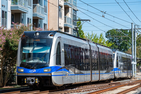 Charlotte CATS Charlotte Area Transit System Lynx light rail trains