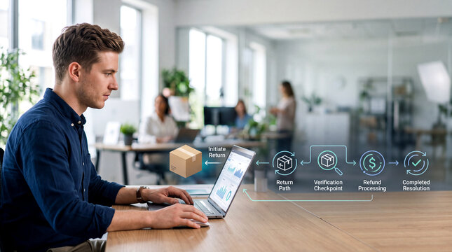 E-commerce return and refund management with digital reverse logistics