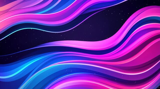 Neon Waves of Tomorrow: Abstract, flowing lines in vibrant neon pink and electric blue curve across a dark, starlit background, creating a futuristic and dynamic visual.