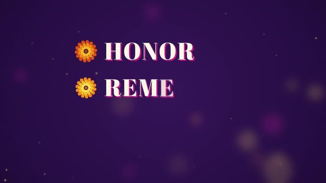 Dia de los Muertos Honor Remember Celebrate Words Reveal Marigold Text Animation