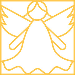 Fototapeta premium Angel Icon In Square Line Art
