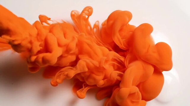 Vibrant orange ink swirling in water macro abstract background, for dynamic creative, projects fluid